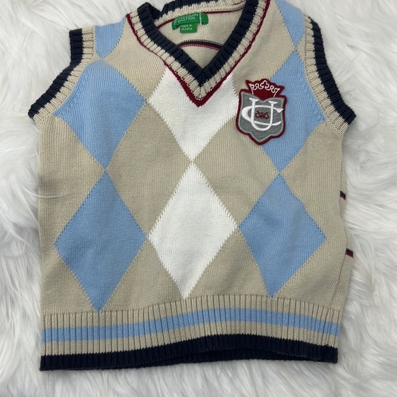 united colors of benetton Argyle Vest Kids 12 Months - Picture 2 of 6